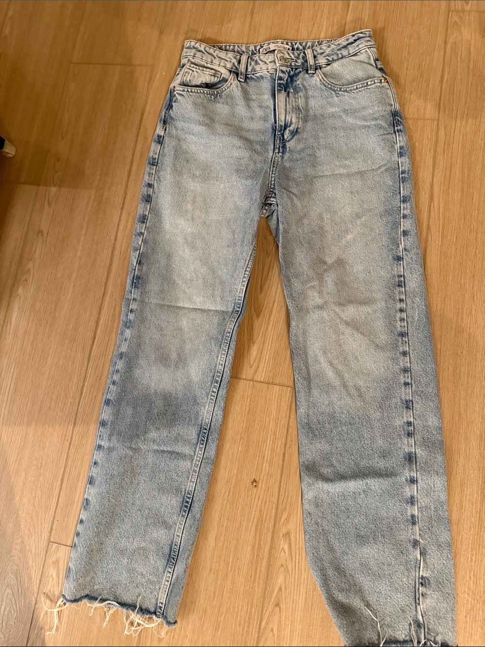 Zara Light Blue Straight-Leg Jeans